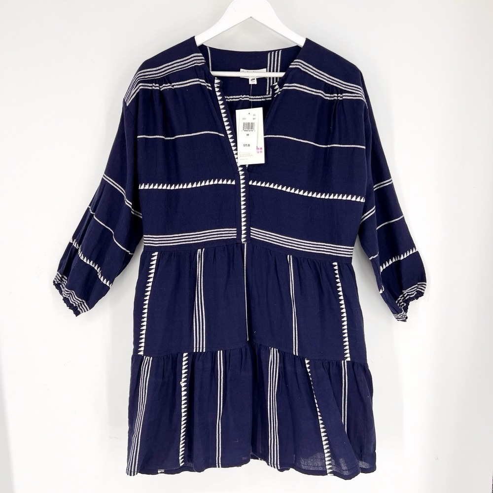 Lemlem Women's Medium Hanna Nunu Flutter Popover Cotton Preppy Dress